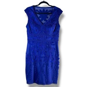 Sue Wong Womens‎ Sz 12 Embroidered Floral Lace Sleeveless Cocktail Party Dress